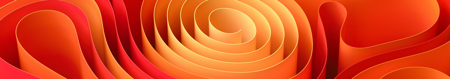 Abstract 3D artwork with orange spiral shapes by Donato Amenduni
